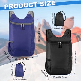 Guiqulai 2Pack Packable Hiking Backpack Lightweight Hiking Daypacks Waterproof Foldable Small Backpack Bag for Men Women Casual Daypacks for Climbing Camping Touring Cycling Travel Outdoor Sport 20L