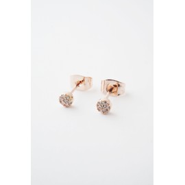 HONEYCAT Tiny Crystal Circle Stud Earrings in 18k Rose Gold Plate | Minimalist, Delicate Jewelry (Rose Gold)