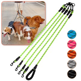 Four Dog Leash,4 Way Leash for Dogs,No Tangle Triple Leash for 4 Dogs,360 Swivel No Tangle Walking Leash for 4 Dogs,4 Dog Leash with Reflective for Large Medium Small Dogs