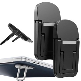 ZiSyouMa Laptop Stand, 2-Pack, 3-Level Adjustment, Foldable, Stick-on Type, Laptop Holder, Macbook, PC Stand, Cooling, Heat Dissipation, Anti-Slip, Lightweight, Easy to Carry (Black)
