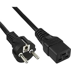 PremiumCord 230V Power Cable 1.5m Power Cable with Ground Contact for C19 Socket IEC 320 3 Pin PC Black Color