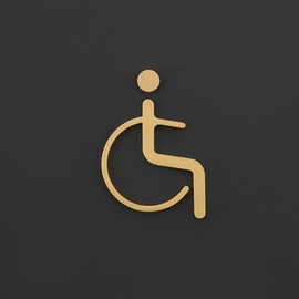 ECYC Ltd 1 Pcs Wheelchair Restroom Signs, Brass Restroom Sign Bathroom Signs Decor Metal Toilet Symbol Sign Handicap Bathroom Signage for Offices, Businesses, and Restaurants