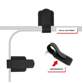 LABEL THE CABLE Selbstklebende Kabelhalter mit Klettverschluss für das Perfekte Kabelmanagement - Kabel Organizer für Wand und Schreibtisch - LTC Wall Straps - 10 Stück - Schwarz - LTC 3110