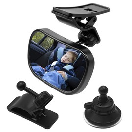 Dokpav Espejo Retrovisor Bebe, Espejo de Bebé Para Coche Interior con Ventosa Clip Negro, Espejo para Carro Bebe Retrovisor, Rotación de 360 Espejo de Visión Ajustable, Espejo de Observación de Coche