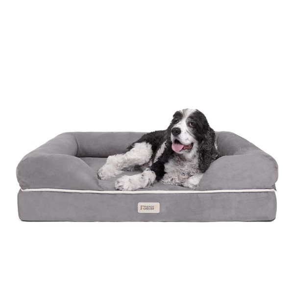 Chester Large Grey Dog Bed - Orthopedic Memory Foam Mattress,