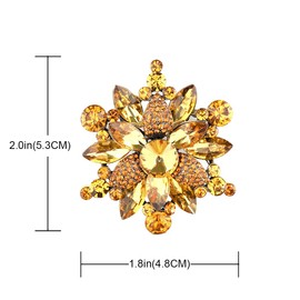 YOQUCOL Vintage Yellow Austrian Crystal Rhinestone Flower Shape Brooch Pin For Women
