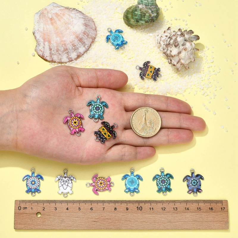 DanLingJewelry 40個 8色 エナメル ウミガメ チャーム アニマルチャーム エナメル オーシャンチャーム ジュエリーメイキング