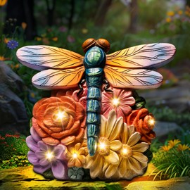 Linkax Mom Gifts for Christmas Grandma Gifts for Women, Solar Dragonfly Outdoor Statues Garden Decor Gardening Gifts, Outside Ornament for Yard Patio Balcony Home House, Birthday Gifts for Women Mom