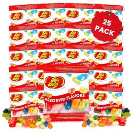 TULLIPAK Jelly Belly Individual Packs | 25 PACK | Mini Bags of assorted Jelly Beans | 25 bags of 0.35oz | Assorted Flavors | CUSTOM MINTS