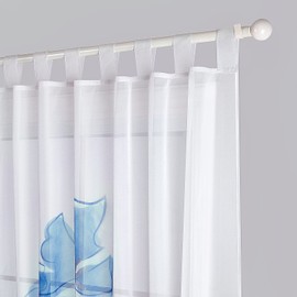 Simpvale 2 Piece Curtain Printed Flowers Curtain for Living Room Bedroom Tab Top Curtain 150 cm Width