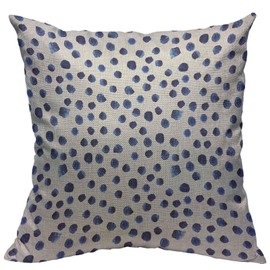 VERSUSWOLF Throw Pillow Covers Navy Paint Hand Drawn Blue Watercolor Polka Dot Watercolour Cotton Linen Decorative Square Pillowcases Cushion Cover 18 X 18 Inch