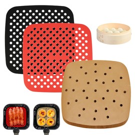 Pack of 100 Baking Paper for Hot Air Fryer, 2 Pieces Baking Paper, Reusable, Air Fryer Baking Paper, Perforated Baking Paper, Hot Air Fryer, Baking Paper (21.5 cm)