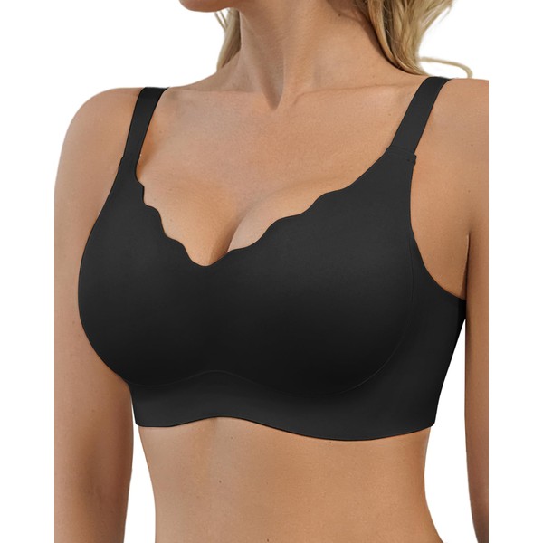 SHARICCA Women's Bra Without Underwire - Seamless V Neck Wavy