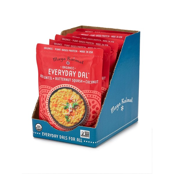 Maya Kaimal Organic Indian Red Lentil Everyday Dal, 10 oz (Pack of 6), Fully Cooked with Butternut Squash and Coconut. Vegan, Microwavable, Ready to Eat