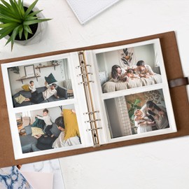 Photo Album 4x6 200 Photos, Genuine Leather Albums Page Refillable with 30 Pieces Writing Paper, Best Gift for Travel Wedding Kids Graduation Baby Picture Album Scrapbook