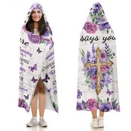 Christian Gifts for Women - Wearable Hoddies Blanket with Bible Verses, Religious and Inspirational Birthday Gifts for Grandama Aunt Mom Sister Wife, Gift Thanksgiving Christmas New Year 2025, 78*59''