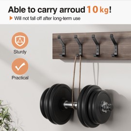 susswiff 10-Pack Wall Hooks for Hanging Coat: 10KG Metal Strong Hook with Screw, Individual Hangers for Clothes Towel, for Bathroom Door, Black 10cm