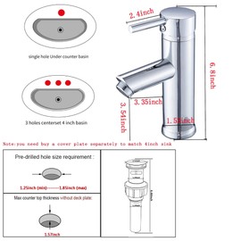 Bathroom Faucet Chrome GGStudy Single Handle 1 Hole Faucets Bathroom Sink Stainless Steel Bathroom Vanity Faucet Matching Pop Up Drain with Overflow Washingroom Faucet