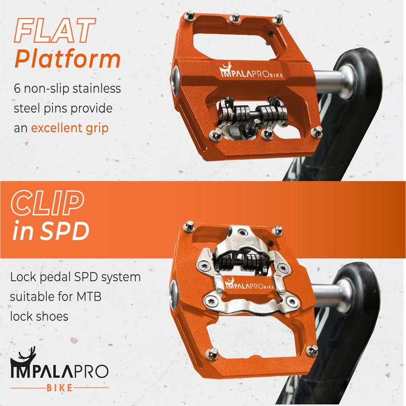 IMPALAPRO - Dual Function Bicycle Flat Pedals and SPD Pedals