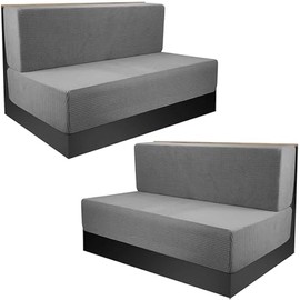 Sfcddtlg RV Dinette Cushion Covers - Grey Stretch Dinette Seat Covers - Washable Loveseat Slipcovers for Camper Car Bench Seats (2 Backrest & 2 Bench Covers)