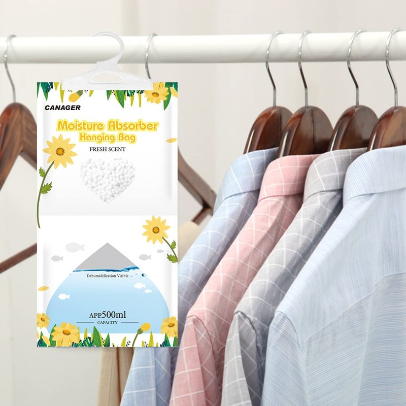 CANAGER Moisture Absorber -12 Pack,Fresh Scent Hanging Humidity Bag,Home,Car, and