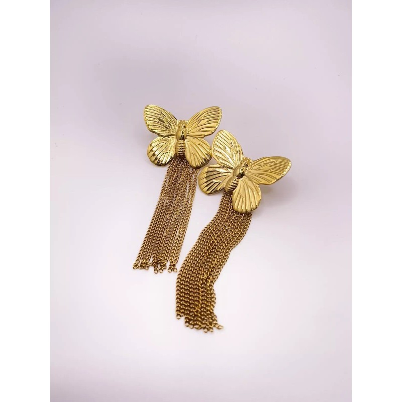 Bijou Merie 18k Stainless Steel Waterproof Butterfly Earrings By Bijou