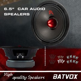 Gaooger MX65E2 Midrange Loudspeaker 6.5" Red Bullet, 480W Max, 4 Ohms, Premium Quality Audio Door Speakers for Car or Truck Stereo Sound System, Black (2 Speaker)