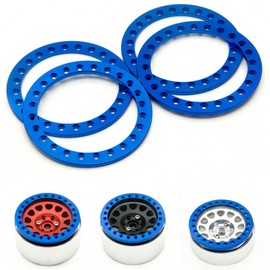 RCLIONS 4pcs Aluminum Replacement Wheel Rim Beadlock Ring for 1:10 RC Crawler Car 2.2" RC Wheels/Rims (Blue)
