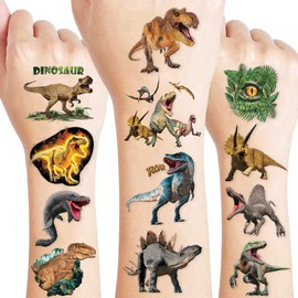 96 PCS Dinosaur 3D Pre-Cut Temporary Tattoos for Kids | Super Cute Themed Birthday Party Favors, Supplies, Decorations, Funny Jungle Fake Tattoo Stickers, School Prizes & Gifts Boys & Girls & Rewards