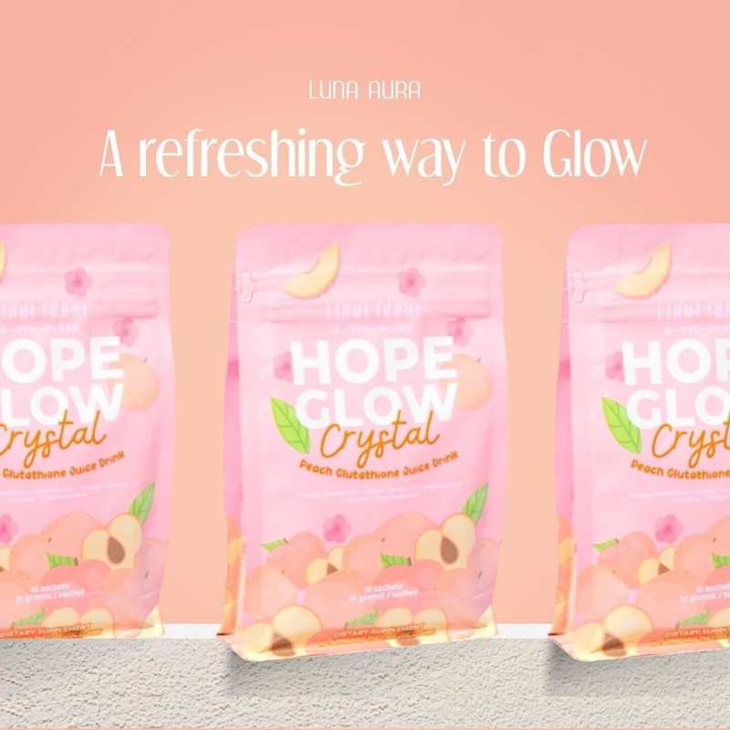 Luna Aura Hope Glow CRYSTAL Peach Glutathione Juice Drink, 10