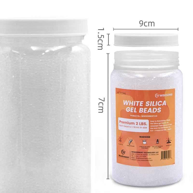 Wisesorb 6 LBS Pure White Silica Gel Desiccant Beads, 1-3mm