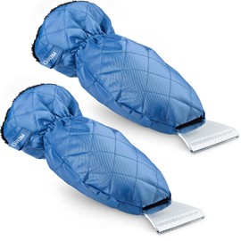 PREMYO 2 Pack Ice Scraper Lined with Glove - Ice Scraper Car Fleece Warm Inner Lining - Robust Optimal Against Frost