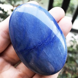 Ladeukoi Ladeukoi Oval Blue Aventurine Palm Stone, Polished Worry Pocket Massage Stones Healing Crystal for Therapy Geometry Chakra Balancing