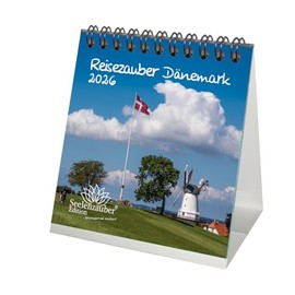 Reisezauber Dänemark Tischkalender 10cm x 10cm für 2026 Kopenhagen Stadt Reise Land Urlaub - Set-Inhalt: 1x Kalender, 1x Weihnachtsanhänger (insgesamt 2 Teile)