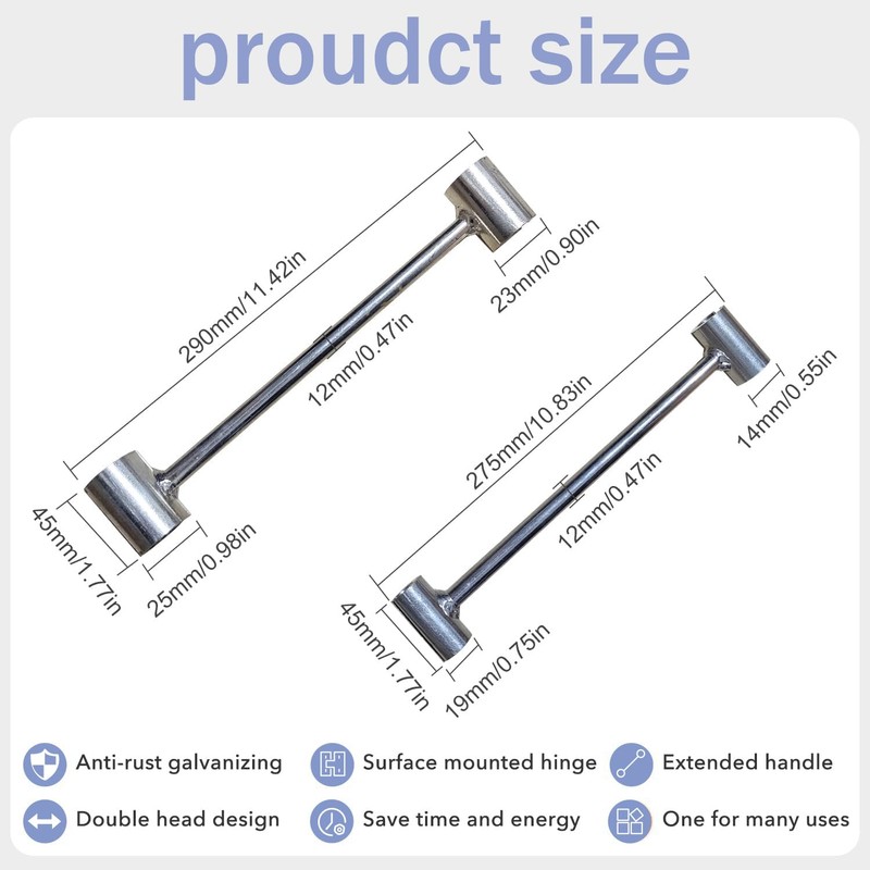 Door Hinge Adjustment Tool - Long Handle Double Headed Tool