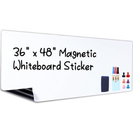 HAMIGAR Magnetic Whiteboard Contact Paper 36" x 48" Dry Erase White Board Sticker for Wall Stick on White Board Peel and Stick Wallpaper Adhesive Poster with Marker, Magnetic Eraser and Magnets