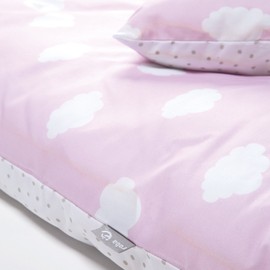 roba Bed Linen 2-Piece Set, Small Pink Cloud Collection, Children's Bed Linen 100 x 135 cm, 100% Cotton, Duvet and Pillowcase for Babies and Children