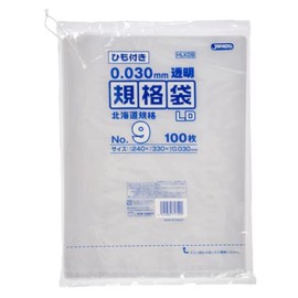 Japax HLK09 Plastic Bags, Transparent, Height 13.0 x Width 9.4 x Thickness 0.01 inches (33 x 24 x 0.03 mm), 100 Sheets, LD, Hokkaido, Standard Bags, Hanging String Included
