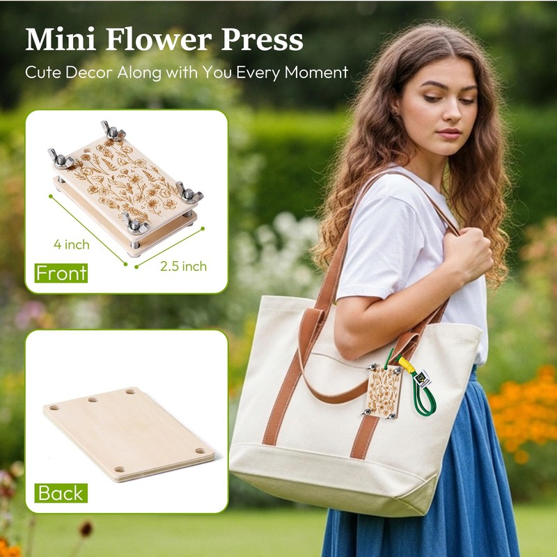 Aboofx Mini Flower Press Kit, 2.5"x4" Wooden Pocket Small Flowers