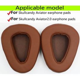 Replacement Ear Pads Compatible with Skullcandy Aviator, Aviator2, Aviator2.0 Headphones Soft Protein Leather Combined with Memory Foam Replace Ear Pads for Repair Accessories - Brown