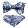 SetSense Men's Floral Jacquard Wedding Party Self Bow Tie Pocket