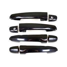 Eynpire 8066 Exterior Outside Outer Smooth Black Door Handle Front Left/Right (with Keyhole), Rear Left/Right Set of 4