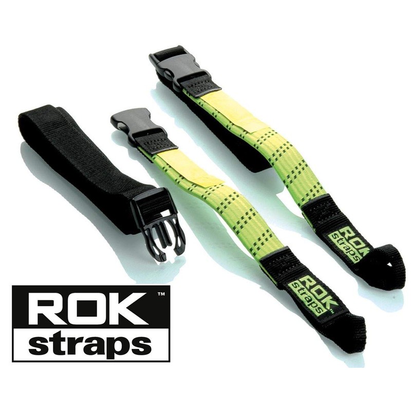 ROK Strap Adjustable Motorcycle Stretch 18"-60" 2-Pk - Lime Green