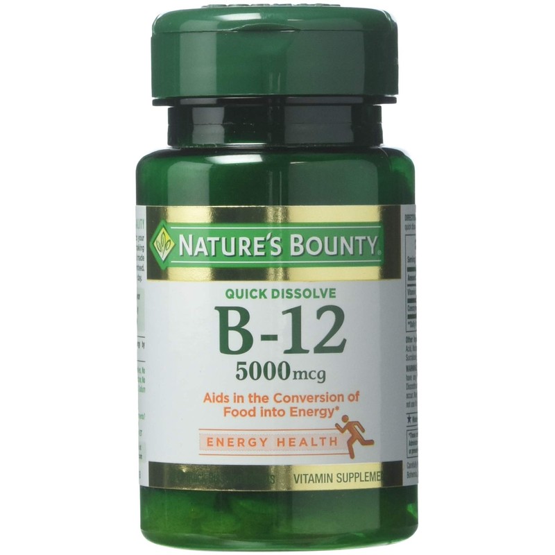 Nature's Bounty Vitamin B-12 5000 mcg, 40 Quick Dissolve Tablets