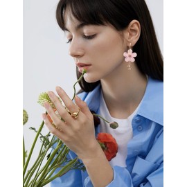 Stocking Stuffers Holiday Outfits for Women 2024 Pink Flower Earrings Women Boho Floral Dangle Earrings Petal Rose Flower Earrings Jewelry Gifts for Women