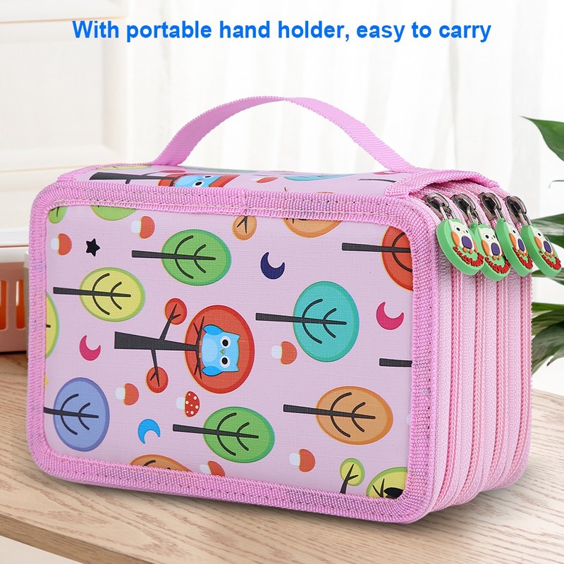 72 Slots Colorful Student Fabric Pen Bag Pencil Pouch Box