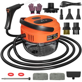 Handheld Steam Cleaner for Home, 2500W High Temperature Pressurized Machine, 1.7L Water Tank, Handle-controlled Steam Output, Portable Cleaning Steamer for Car, Bed Bugs, Furniture, Grout (Red)