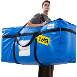 TAILI 69 Gallon Extra Large Storage Bags, XXL Blue Heavy Duty Moving Bags For Storage with Visible Window, Wrap Around Handles, Totes for Space Saving, Alternative to Moving Boxes (2 Pack)