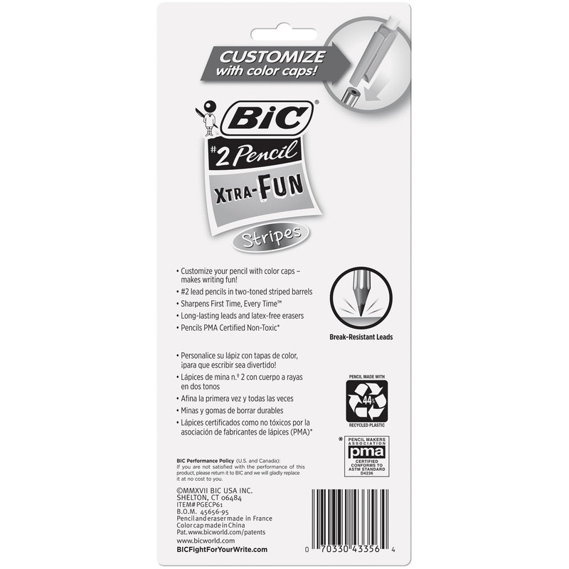 BIC Xtra-Fun Custom Graphite Pencil, 2 HB, 6-Count