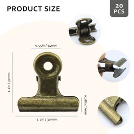 YETOOME 20 Pieces Metal Bulldog Binder Clips, 1.2 Inch Hinge Paper Clips Clamps for Food Bags, Pictures Photos, Art Crafts, Home Office Supplies (Bronze)